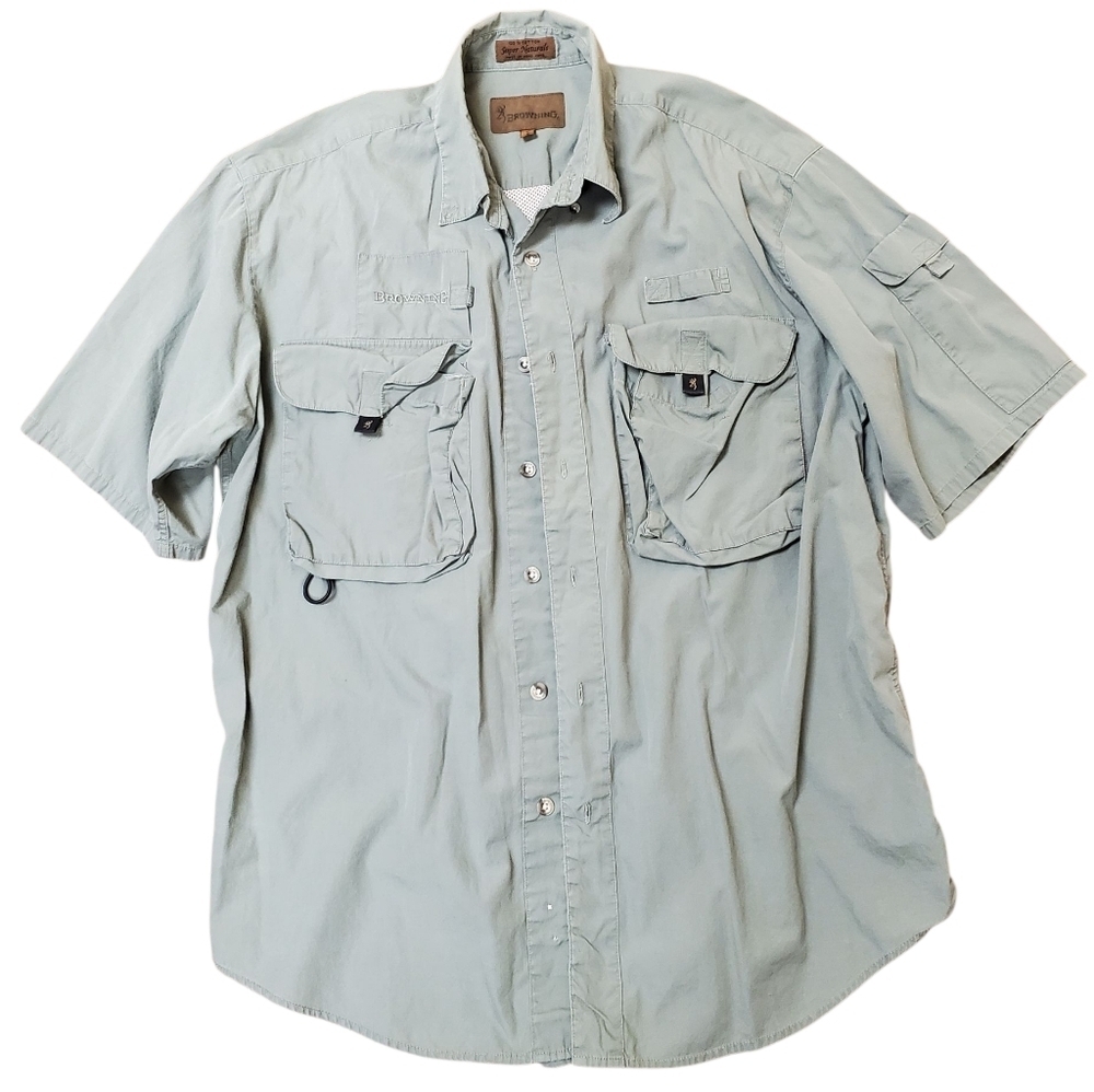 Men's Browning Short Sleeve Shirt. Khaki Green. LG